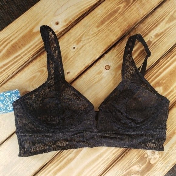 XS Free People Tameeka Black Lace Bra - Picture 1 of 5